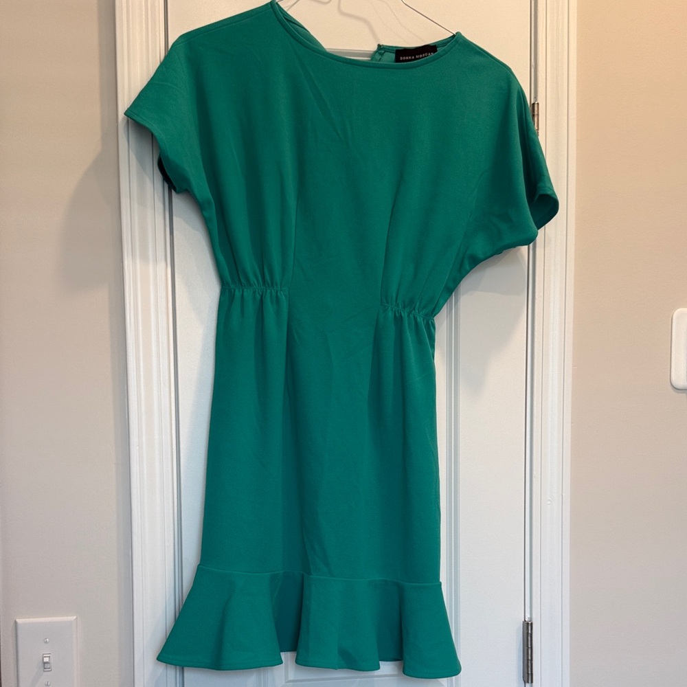 Donna Morgan Teal Dress with Ruffle Detail